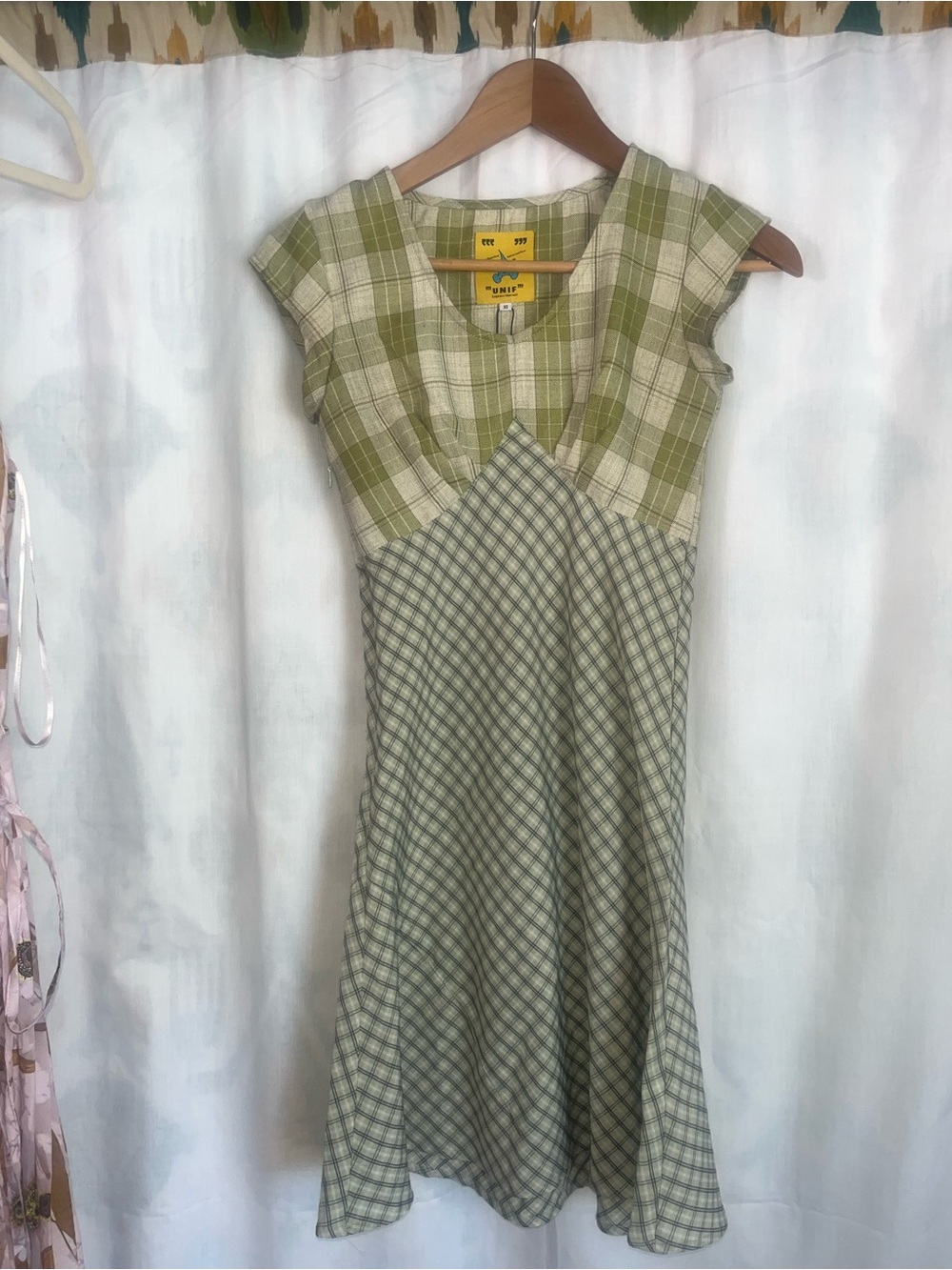 UNIF Green Plaid Mini Dress XS 0-2
